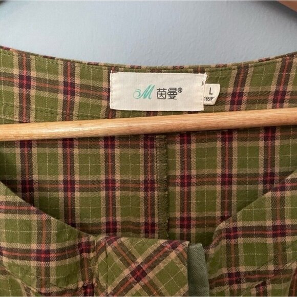 Women’s Green Plaid Vintage Swing Dress – Retro Style – Size X-Large - Picture 2 of 9